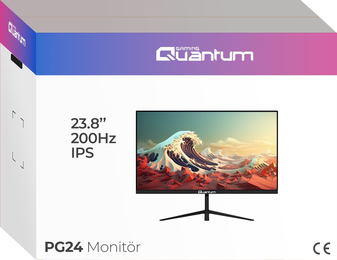 Quantum Gaming PG24 23.8" FHD VA 200Hz 1ms 300nit RGB Işıklı Gaming Monitör – 2xHDMI, DP, 2x3W Hoparlör, VESA 3