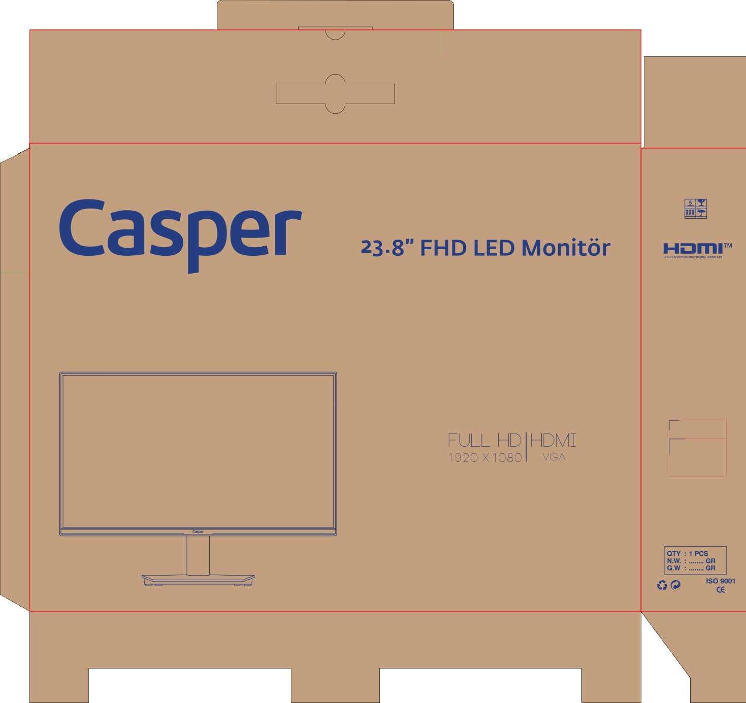 Casper Nirvana 23.8" 100HZ Full HD LED Çerçevesiz Monitör 8