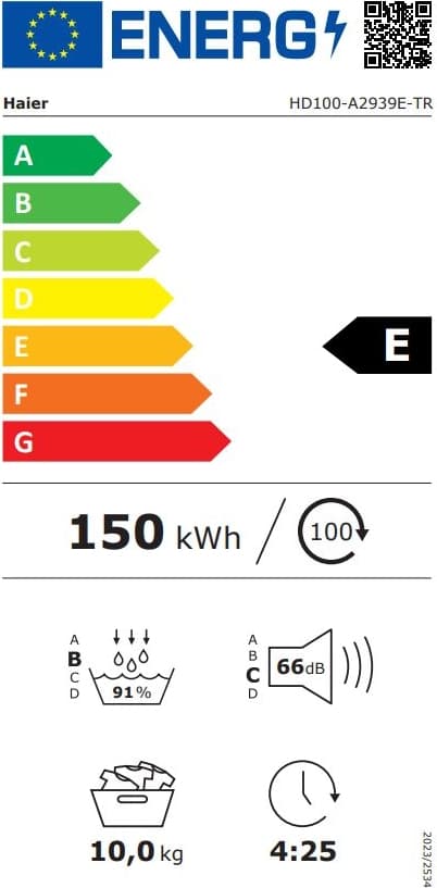 Haier HD100-A2939E-TR 10 kg Wi-Fi  Bağlantılı Isı Pompalı Kurutma Makinesi 6