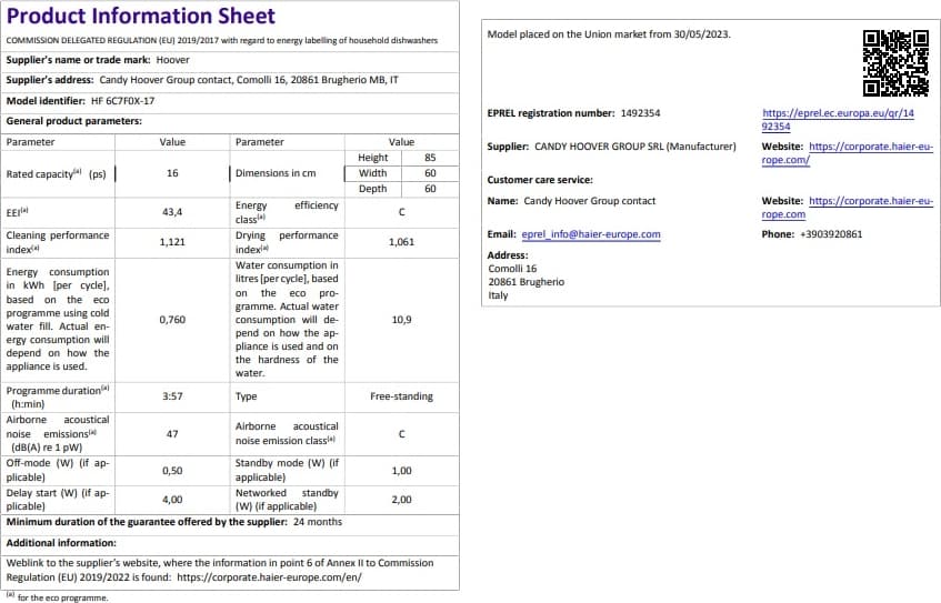 Hoover HF 6C7F0X-17 8 Programlı Wi-Fi Bağlantılı Bulaşık Makinesi 7