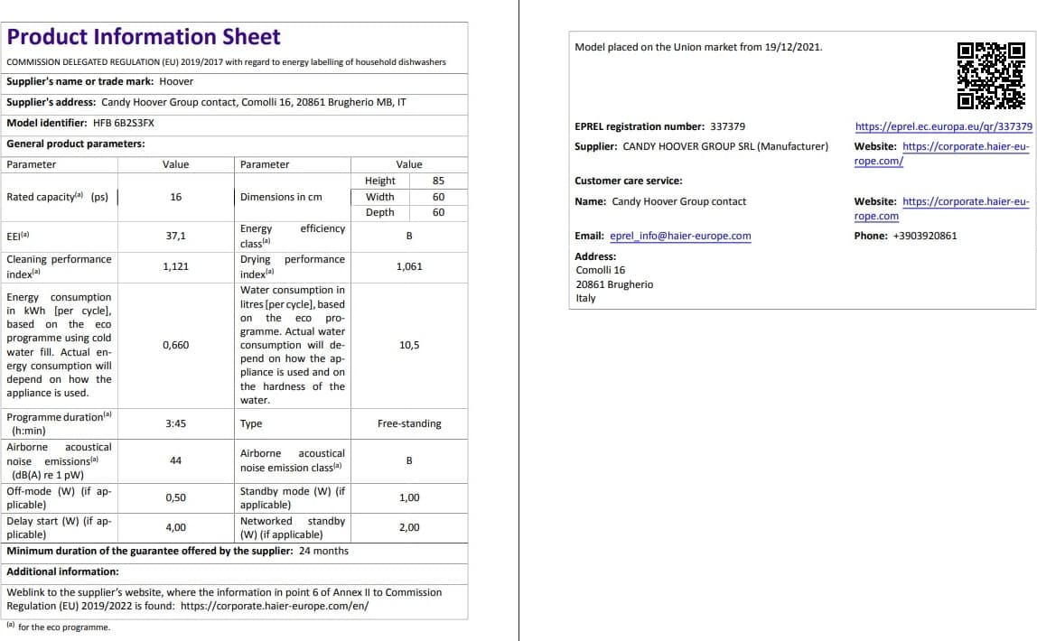 Hoover HFB 6B2S3FX 12 Programlı Wi-Fi Bağlantılı Bulaşık Makinesi 8