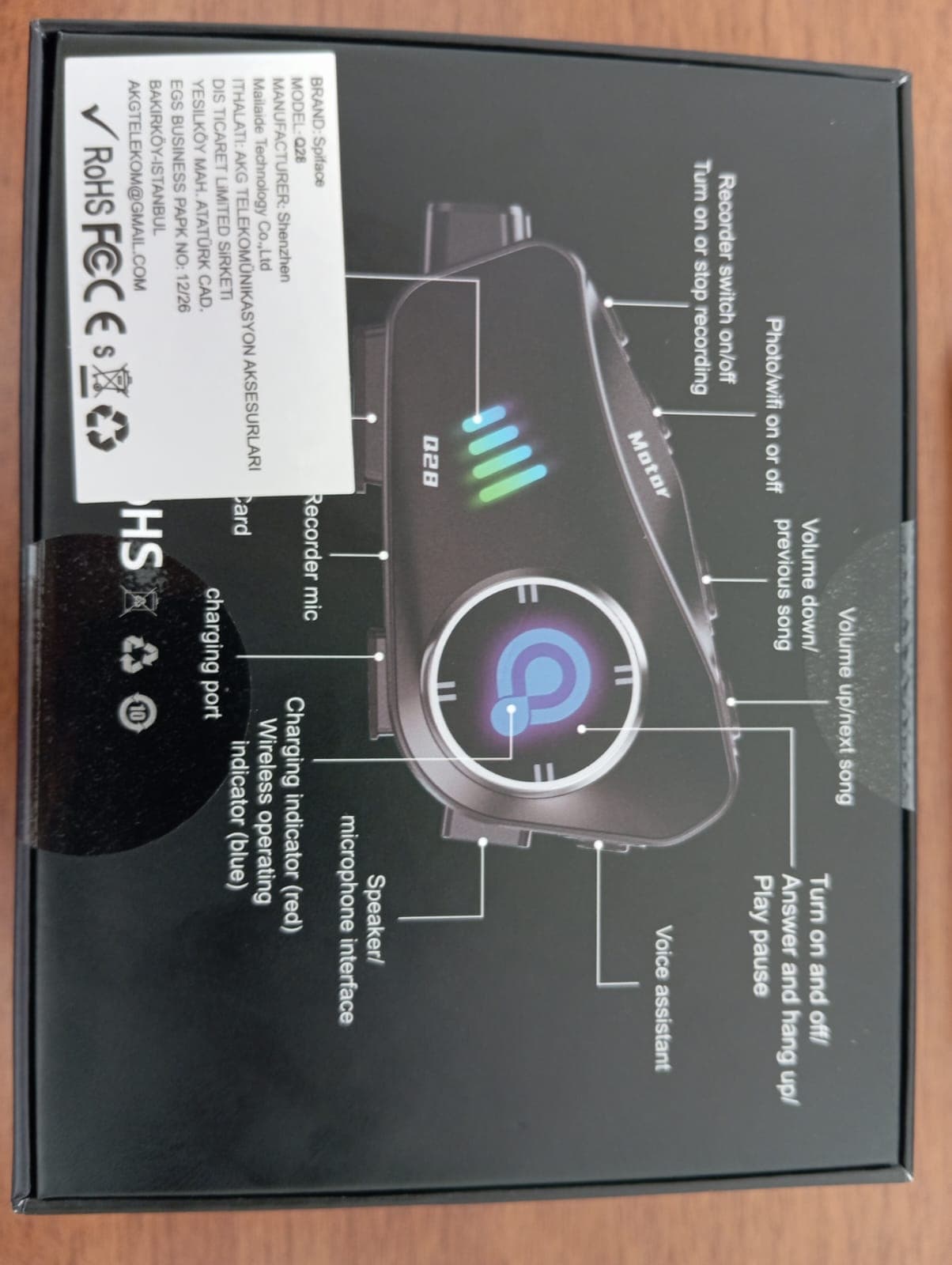 Vivopack Q28 Kameralı Intercom Motosiklet Kask Bluetooth Kulaklık 1080P 7