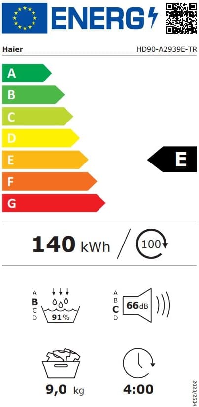 Haier HD90-A2939E-TR 9 kg Wi-Fi  Bağlantılı Isı Pompalı Kurutma Makinesi 6
