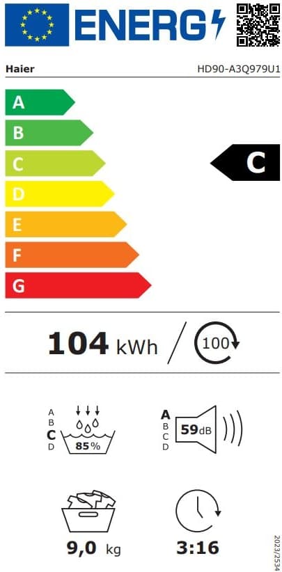 Haier HD90-A3Q979U1-S 9 kg Wi-Fi  Bağlantılı Isı Pompalı Kurutma Makinesi 8