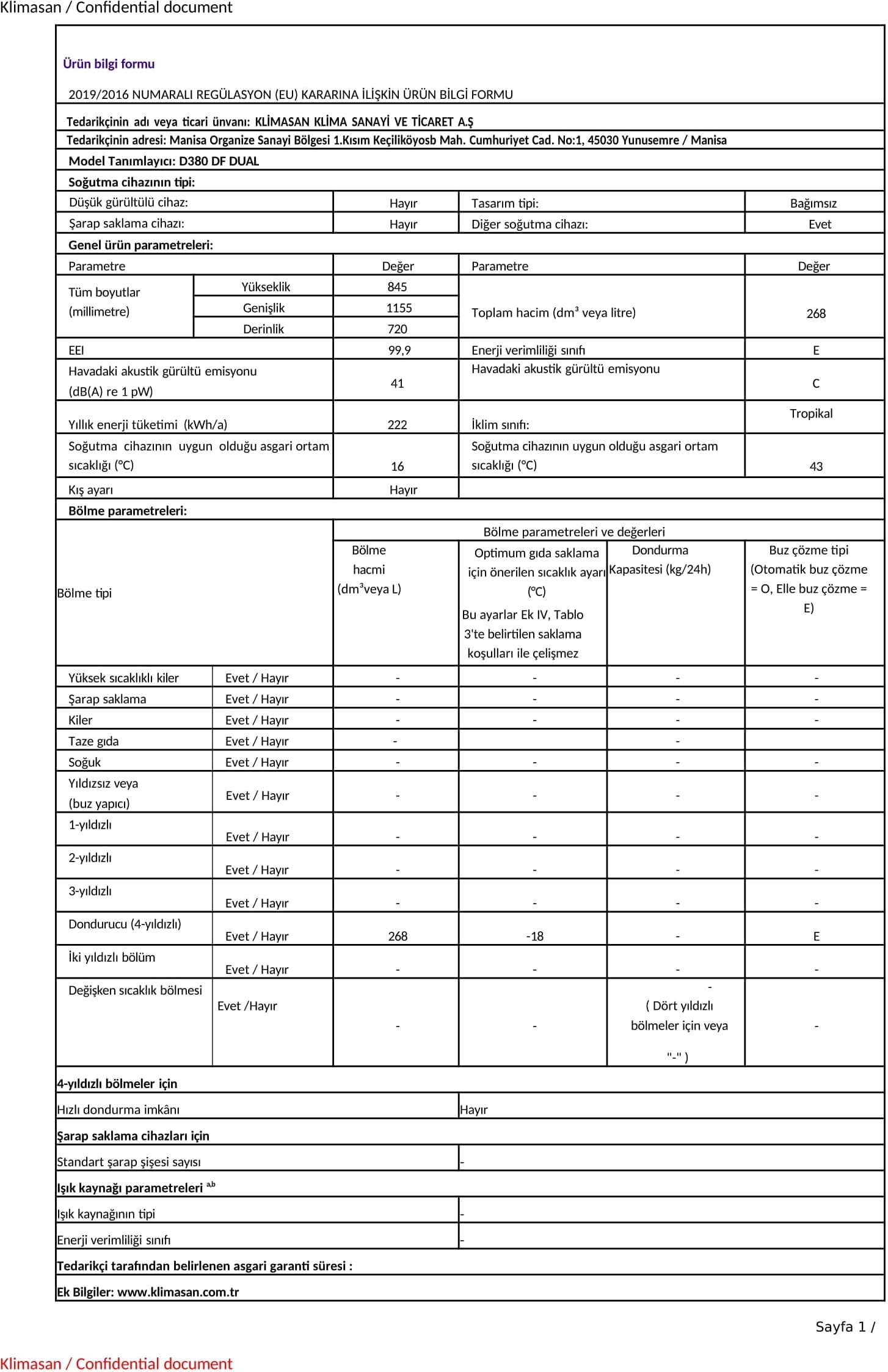 Şenocak D380 DF Dual Dikey Dondurucu - Geniş Hacimli ve Enerji Tasarruflu 7