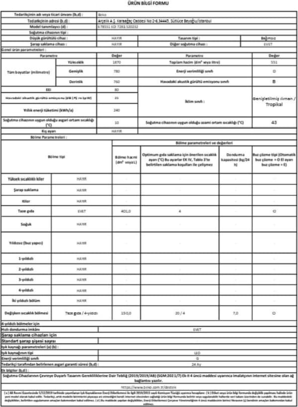 Beko 678551 EDI Tencere Soğutma Teknolojili No Frost Buzdolabı D Sınıfı 4