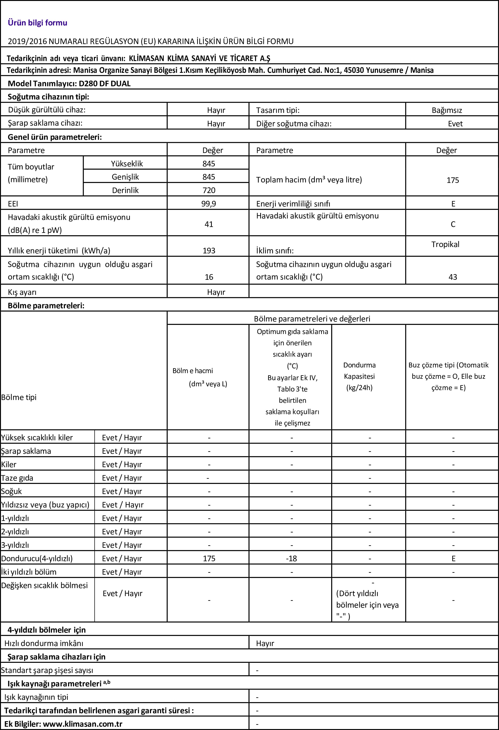 Şenocak D280 DF Dual Derin Dondurucu 6