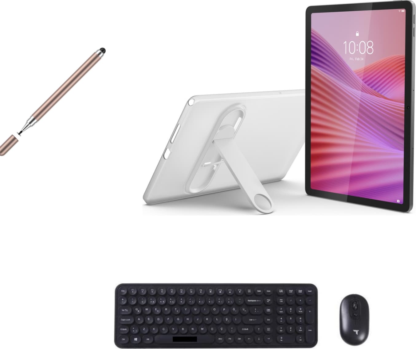 Lenovo Tab 4gb Ram 128 GB Hafıza 10.1"inch M10 Gri Tablet+Şeffaf Kılıf+Klavye ve Mouse+Kalem 5