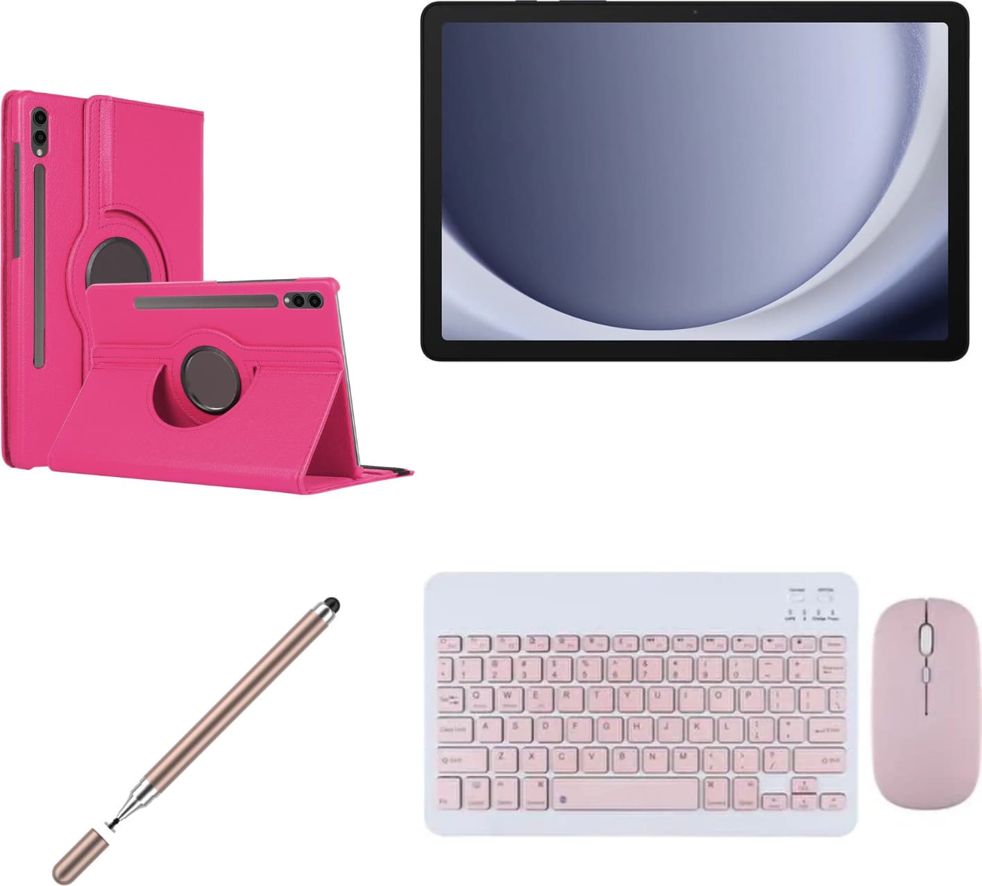 Samsung Galaxy Tab A9+ 11''inch (Plus) 6/128GB Tablet+Gold Kalem+Pembe Kılıf+Pembe Klavye Mouse 8