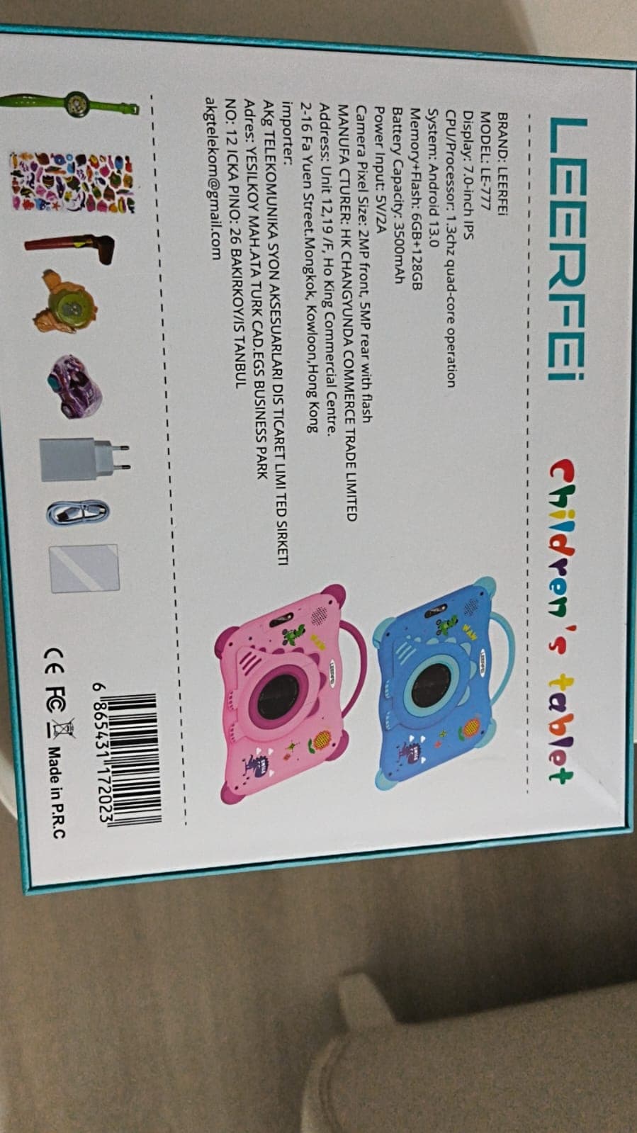 Leerfei Arell Teknoloji 7.0 Inç Ekran Çocuk Android Tableti, Kids Tablet 6