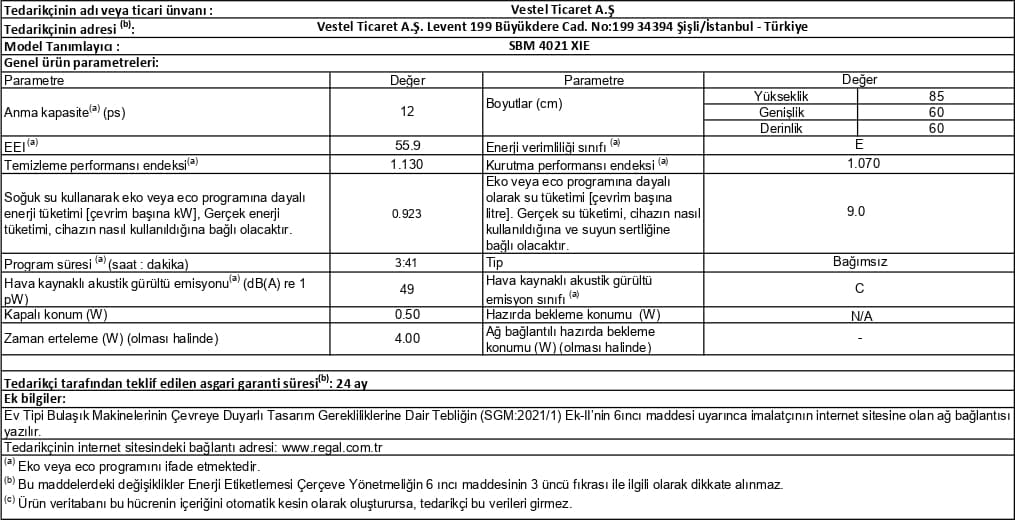 SEG SBM 4021 XIE 4 Programlı Bulaşık Makinesi 5