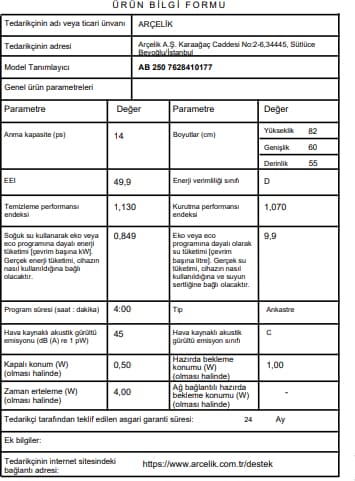 Arçelik AB 255 Ankastre Bulaşık Makinesi 5