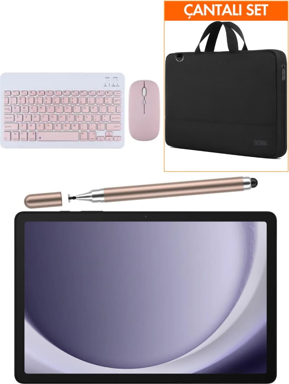 Samsung Galaxy Tab A9+ Plus 6gb 128GB 11'' Tablet+Rose Kalem+Pembe Klavye+Çanta 6