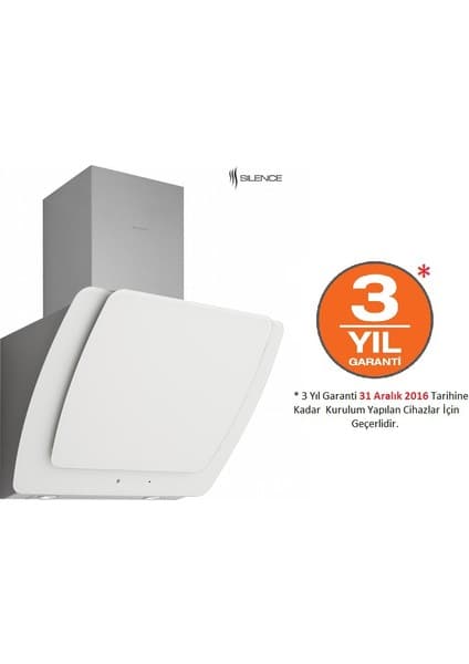 Silverline 3373 Misto Beyaz 60 Cm Dekoratif Camlı Duvar Tipi Davlumbaz 2