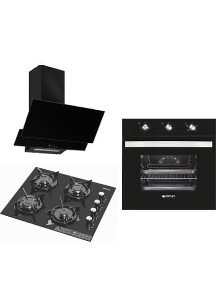 İtimat Itimat Lüx Kristal Siyah 3lü Ankastre Set (6021 Fırın + 5031 Ocak + 7030 Davlumbaz)