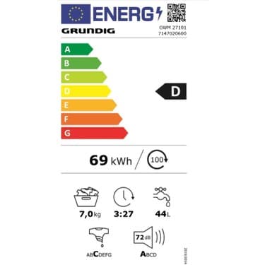Grundig GWM 27101 D 7 kg 1000 Devir Bluetooth Bağlantılı Çamaşır Makinesi 4