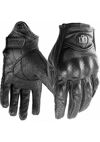 Icon Pursuit Motosiklet Eldiveni Delikli Deri Full Korumalı