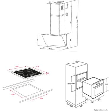 Teka Atv 60 Davlumbaz Tz 6415 Elektrikli Ocak Hak 625 Bk Fırın Ankastre Siyah Set 2