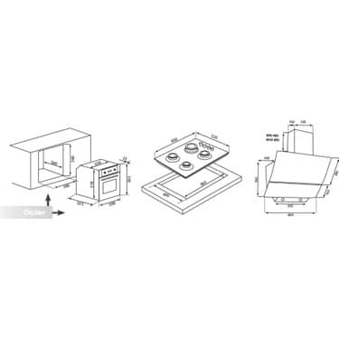 Luxell Opall Beyaz Set ( DA-835 Cam Davlumbaz - 40 Tahdf Ankastre Cam Ocak - B66-SGF3 Opall Beyaz Ankastre Fırın ) 5