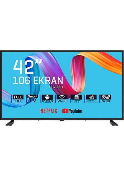 Saba SB42251 42" 106 Ekran Dahili Uydu Alıcılı Full HD Smart LED TV