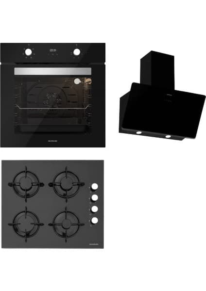 Silverline Siyah Cam Ankastre Set BO6502B02-CS5335B01-3457 Soho