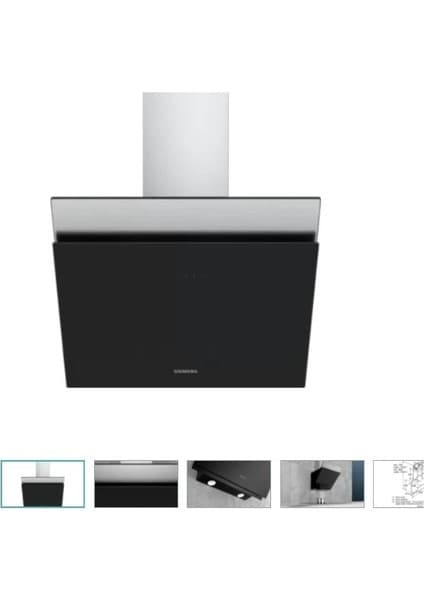 Siemens LC68KAK60T Duvar Tipi Eğimli 60 CM Davlumbaz Siyah 3
