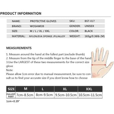 Wosawe Tam Parmak Motosiklet Eldivenleri-M (Yurt Dışından) 5