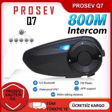 Prosev Q7 Motosiklet Intercom Bluetooth 5.0 Kulaklık (7 Kişilik) 2