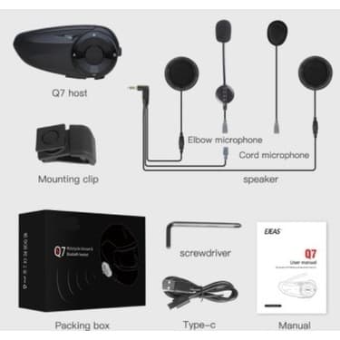 Prosev Q7 Motosiklet Intercom Bluetooth 5.0 Kulaklık (7 Kişilik) 3