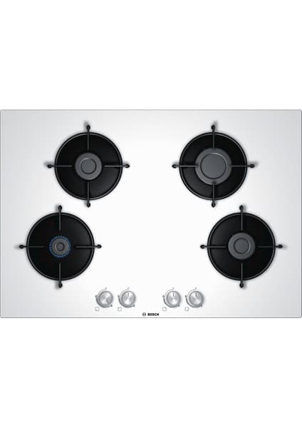 Bosch PNP7B2O10O 4 Gözlü Doğalgazlı Beyaz Cam Ankastre Ocak