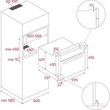 Teka - HLC 8400 BK - Ankastre Multifonksiyonel Turbo Kompakt Fırın - Siyah Cam - 45 lt - 111130003 4