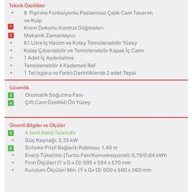 Termikel Ankastre Fırın BO S6433 W 2