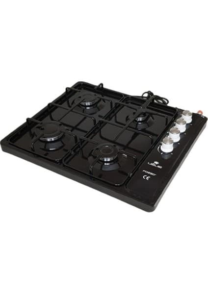 Uğur Katmer Sanayi 4 Gözlü Siyah Otomatik Çakmaklı Doğalgazlı 4 Lü Set Üstü Ocak