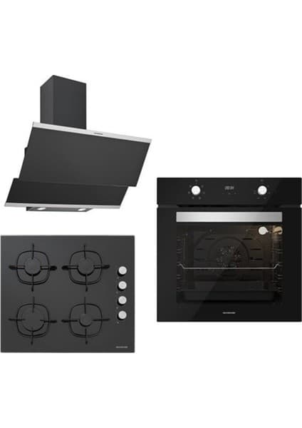 Silverline Ankastre Set Siyah (Digital Turbo Fırın)