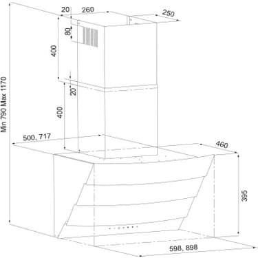 Silverline 3370 Green Tech Eterno 60 cm Siyah Cam Davlumbaz 3