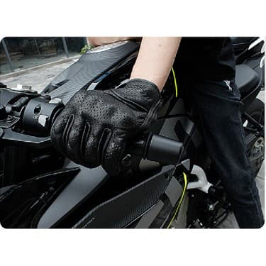 Span Erkek Motosiklet Eldiveni - Siyah Koyun Derisi 4