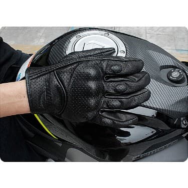 Span Erkek Motosiklet Eldiveni - Siyah Koyun Derisi 5