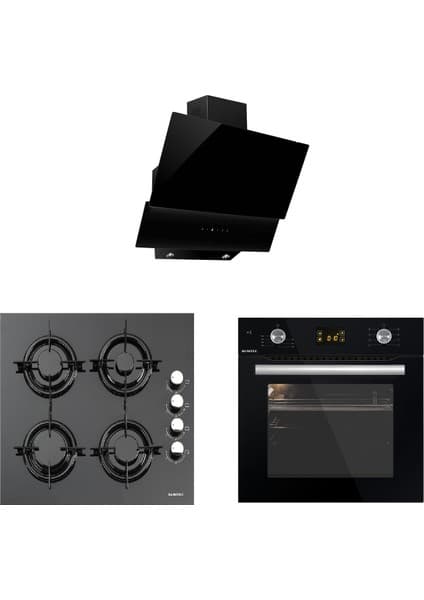 Kumtel 18-23 Siyah Cam Dijital Ankastre Set (KO-A6SF2(DDT) + KO-735 + KO-40 THDSF)