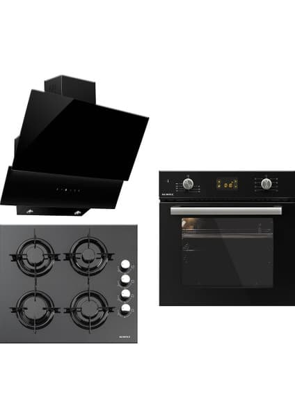 Kumtel Siyah Dokunmatik Ankastre Set A+ Harr Teknolojili (A6-SF2 (DDT) + KO-40 TAHDF + DA6-835)