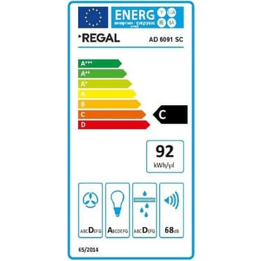 Regal Siyah Eğimli Davlumbaz Duvar Tipi 60 cm 432 m3/sa Güçlü Emiş ve 64 dB Ses Seviyesi 3