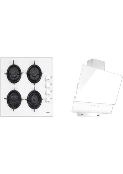 Kumtel Jardin Plantes İkili Ankastre Set Beyaz (835 Kumandalı Davlumbaz+Beyaz Cam Ocak)