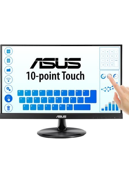 Asus VT229H 21.5 5MS 1920x1080 (10 PARMAK DOKUNMATIK,CERCEVESIZ,EYECARE, FLICKER-FREE,DUSUK MAVI ISIK Monitör