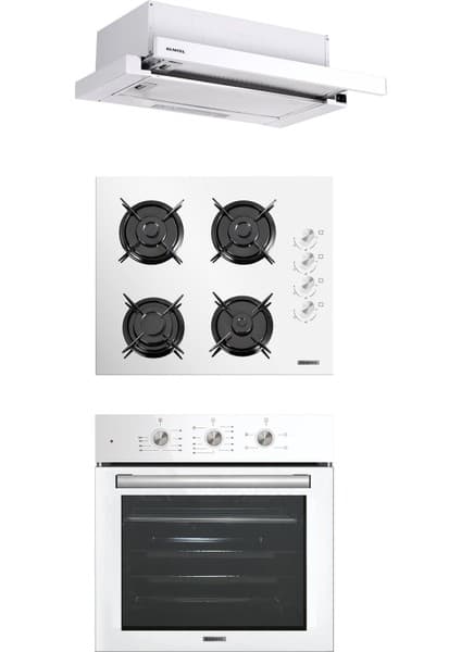 Kumtel Beyaz Aspiratörlü Turbo Ankastre Set (B66 - SF2 (MT) + DS6-905W + KO-40TAHDF)