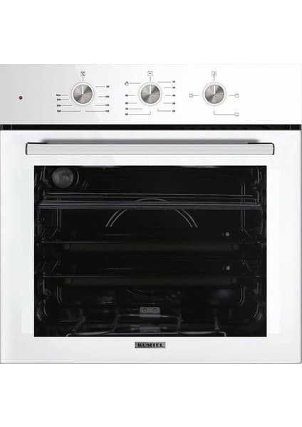 Kumtel Kristal Beyaz Cam Ankastre Fırın B66 - S2 (Mt) 3 Pro 3 Düğme(Plus) Cam Tel Raf Beyaz)