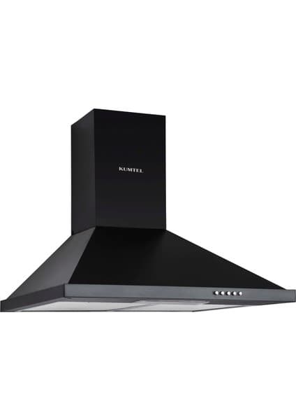 Kumtel Siyah Dp6-S Duvar Tipi Piramit Davlumbaz Alüminyum Filtre, 450 m³/s Yüksek Emiş Gücü ile Sessiz Çalışma