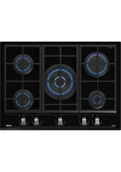 Teka - GZC 75330 XBC BK - Ankastre ExactFlame Teknolojili Kristal Wok Gözlü Cam Gazlı Ocak - Döküm Izgara - Siyah - 70 cm - 112570173