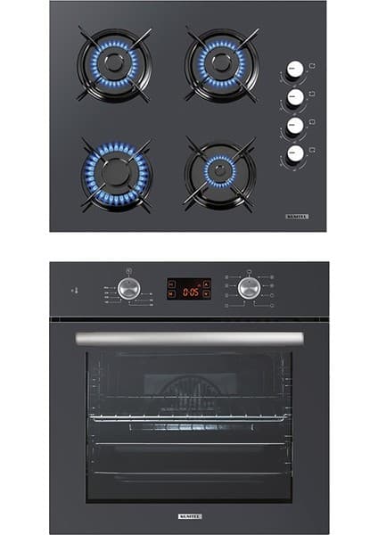 Kumtel Antrasit 2'li Ankastre Cam Set(Fırın ve Ocak) 5