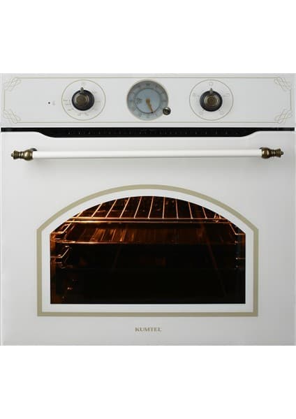 Kumtel Rustik Bej Cam Ankastre Fırın 51 lt A+ Enerji Sınıfı Turbo Fan 4 Programlı Güçlü Aydınlatma