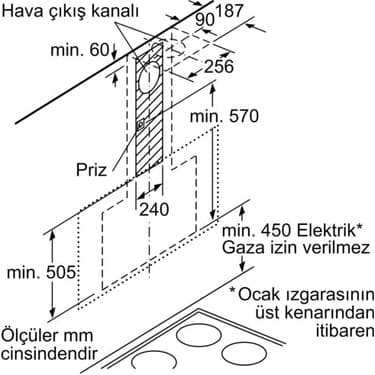 Bosch DWF97RV60 Siyah Duvar Tipi Davlumbaz 5