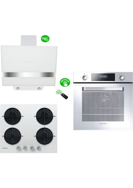 Hoover 22-4 Beyaz Cam 3'lü Ankastre Set (3051W-HVW6MW-HDM656WTK/2)